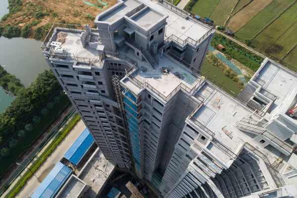 Vista Aérea Del Sitio Construcción Apartamentos Varios Pisos China —  Fotos de Stock