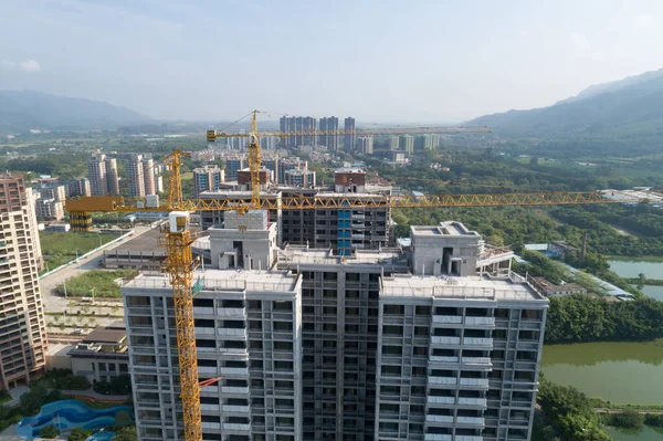 中国多层公寓建筑工地的空中景观 — 图库照片