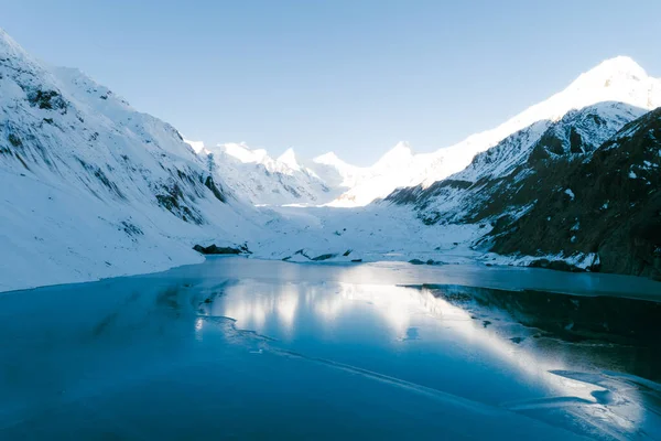 Flygfoto Över Vacker Frusen Glaciärlagun Tibet Kina — Stockfoto
