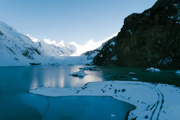 Vista Aérea Hermosa Laguna Glaciar Congelada Tíbet China —  Fotos de Stock