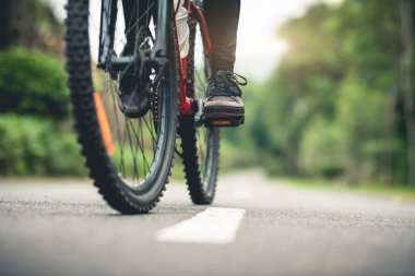 Tropikal park yolunda bisiklet sürmek 