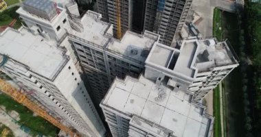 Çin 'deki çok katlı apartman inşaatının havadan görüntüsü