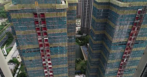 Vista Aérea Del Sitio Construcción Apartamentos Varios Pisos China — Vídeo de stock