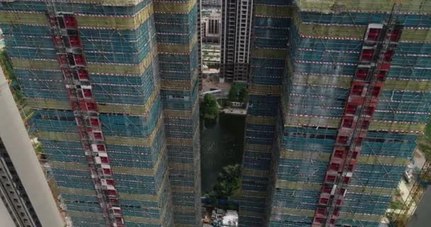 Flygfoto Över Flervåningslägenhet Byggarbetsplats Kina — Stockvideo