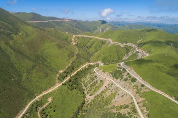 Vista Aérea Paisagem Montanha Prados Alta Altitude — Fotografia de Stock