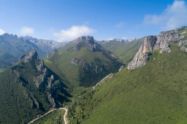 Aerial View High Altitude Grassland Mountain Landscape — Stock Photo, Image