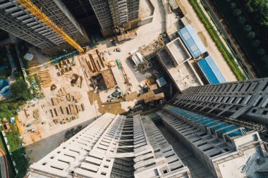 Çin 'deki çok katlı apartman inşaatının havadan görüntüsü