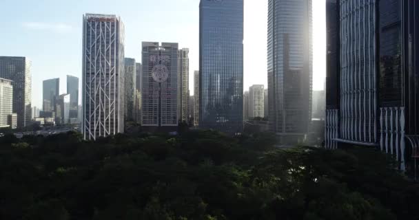 Αεροφωτογραφία Του Τοπίου Στην Πόλη Shenzhen Κίνα — Αρχείο Βίντεο