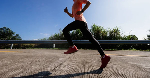 Mujer Trail Runner Cross Country Running Invierno Montañas — Foto de Stock