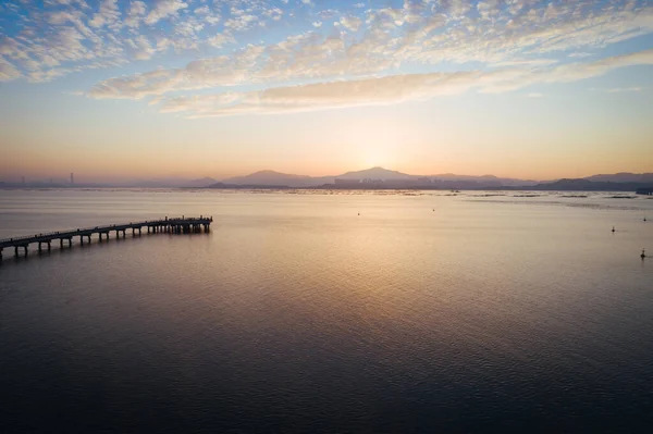 Hermoso Paisaje Del Amanecer Bahía Shenzhen China —  Fotos de Stock