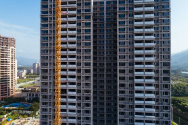 Çin 'deki çok katlı apartman inşaatının havadan görüntüsü