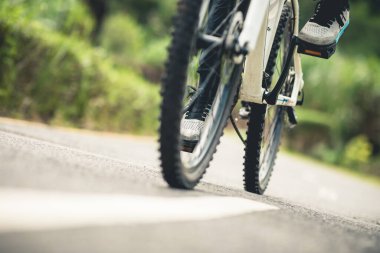 Tropikal park yolunda bisiklet sürmek