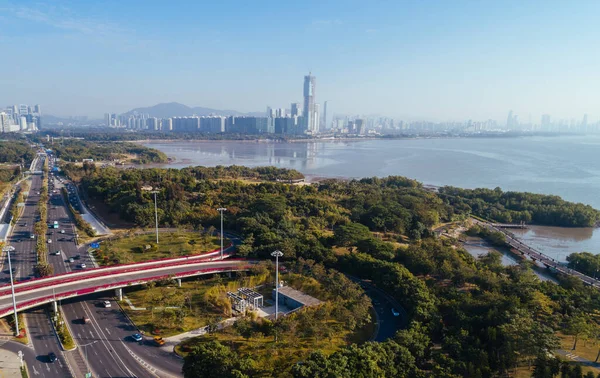 Shenzhen şehrinin havadan manzarası, Çin