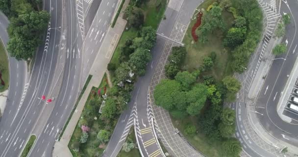 Top View City Roads Greenery Transport — Stockvideo