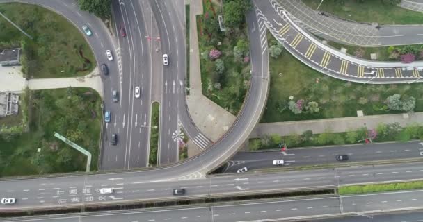 Top View City Roads Greenery Transport — Stockvideo