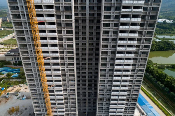 Çin 'deki çok katlı apartman inşaatının havadan görüntüsü