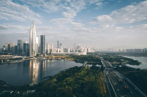 Luchtfoto Van Landschap Shenzhen Stad China — Stockfoto