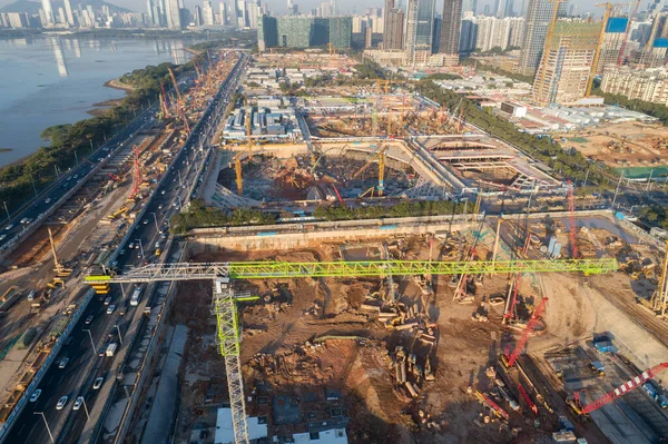 Aerial View Subway Multistory Apartment Construction Site China — Stock Photo, Image