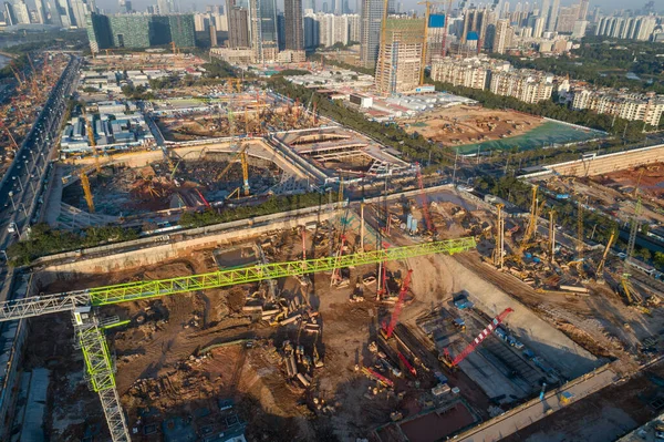 Luftaufnahme Von Bahn Und Mehrstöckiger Wohnungsbaustelle China — Stockfoto