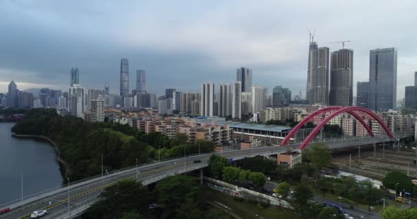 Vista Del Ponte Moderno Nella Città Shenzhen Cina — Video Stock