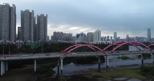Vista Ponte Moderna Cidade Shenzhen China — Vídeo de Stock