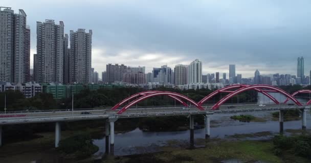 Vista Ponte Moderna Cidade Shenzhen China — Vídeo de Stock