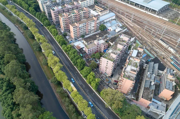Shenzhen Şehrinin Havadan Manzarası Çin — Stok fotoğraf