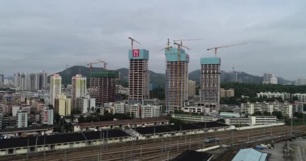 Flygfoto Över Landskapet Shenzhen Stad Kina — Stockvideo