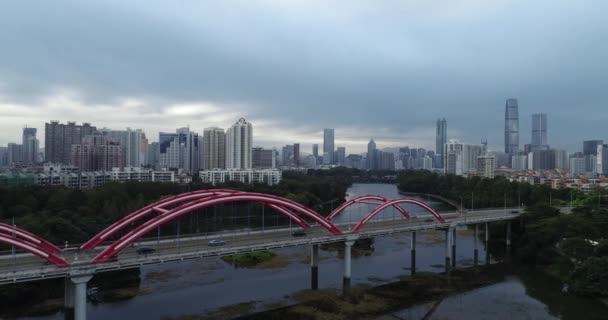 Σύγχρονη Άποψη Του Τοπίου Στην Πόλη Shenzhen Κίνα — Αρχείο Βίντεο