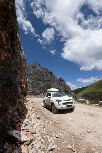 Driving Road Car High Altitude Mountain Trail — Φωτογραφία Αρχείου