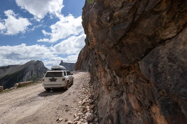 Driving Road Car High Altitude Mountain Trail — Stockfoto