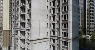 Çin 'deki çok katlı apartman inşaatının havadan görüntüsü