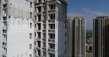 Çin 'deki çok katlı apartman inşaatının havadan görüntüsü