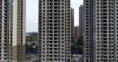 Çin 'deki çok katlı apartman inşaatının havadan görüntüsü