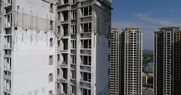 Vista Aérea Del Sitio Construcción Apartamentos Varios Pisos China — Vídeos de Stock