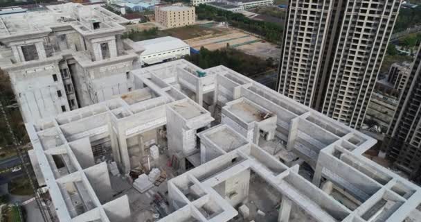 Widok Lotu Ptaka Wielopiętrowy Plac Budowy Apartamentów Chinach — Wideo stockowe