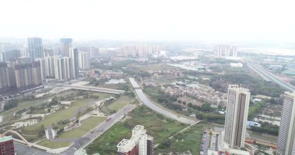 深圳市城市乡村景观的空中景观 — 图库视频影像