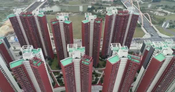 Vista Aérea Del Sitio Construcción Apartamentos Varios Pisos China — Vídeo de stock