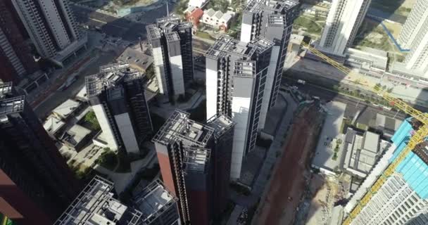 中国多层公寓建筑工地的空中景观 — 图库视频影像