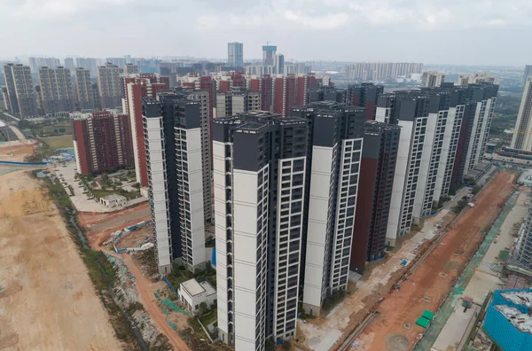 Çin Deki Çok Katlı Apartman Inşaatının Havadan Görüntüsü — Stok fotoğraf