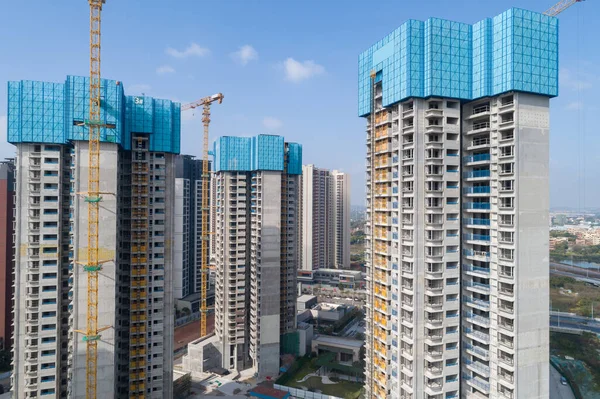 Vista Aérea Del Sitio Construcción Apartamentos Varios Pisos China — Foto de Stock