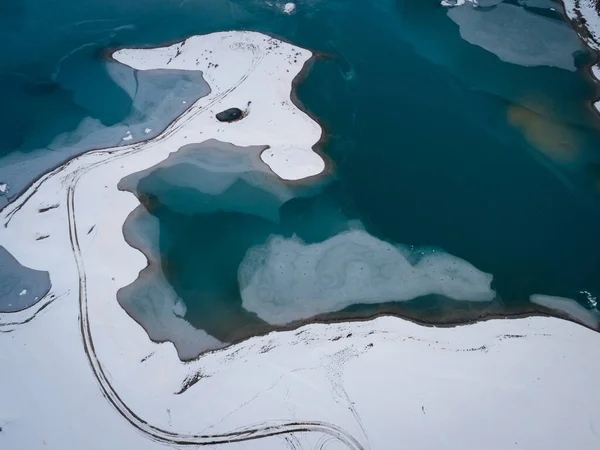 Aerial View Beautiful Frozen Glacier Lagoon Tibet China — Stock Photo, Image