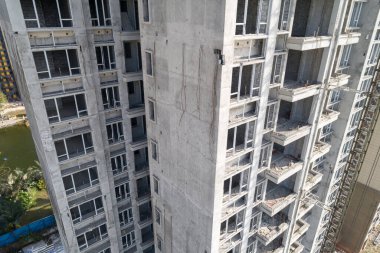 Çin 'deki çok katlı apartman inşaatının havadan görüntüsü