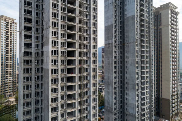 Çin 'deki çok katlı apartman inşaatının havadan görüntüsü