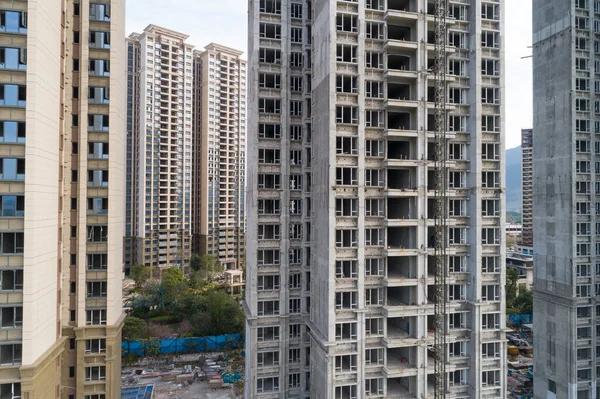 Çin 'deki çok katlı apartman inşaatının havadan görüntüsü