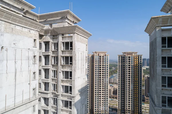 Çin 'deki çok katlı apartman inşaatının havadan görüntüsü