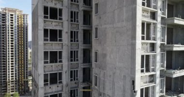 Çin 'deki çok katlı apartman inşaatının havadan görüntüsü