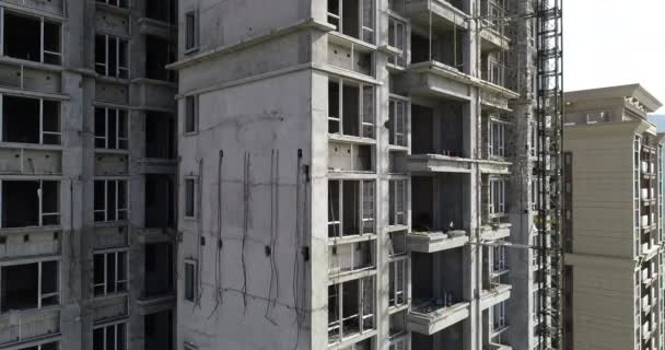 中国のマルチストーリーアパート建設現場の空中ビュー — ストック動画