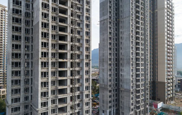 Çin Deki Çok Katlı Apartman Inşaatının Havadan Görüntüsü — Stok fotoğraf