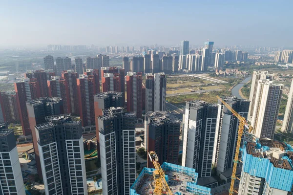 Luftaufnahme Einer Mehrstöckigen Wohnungsbaustelle China — Stockfoto